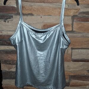 SHEIN Shimmering Silver Camisole Top